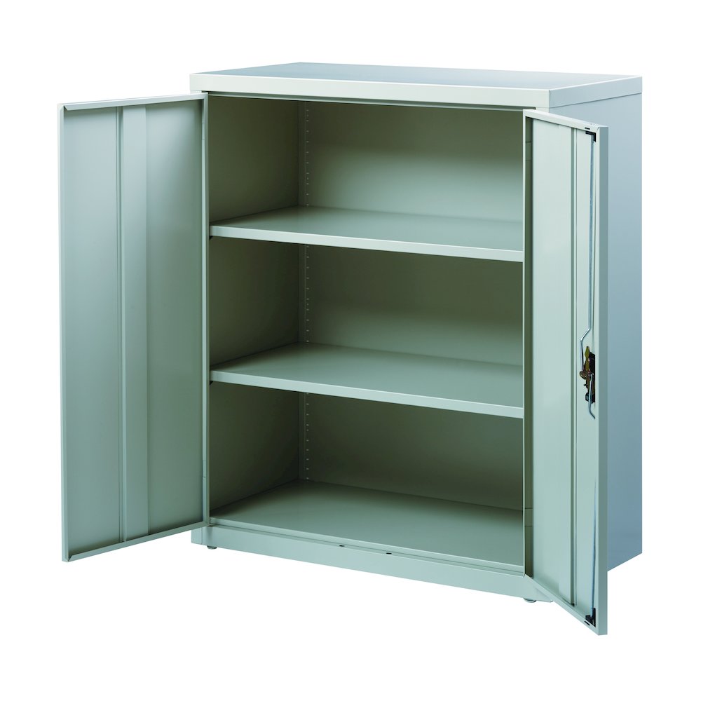 Hirsh Welded Steel Storage Cabinet with 2 Shelves, 18"Dx36"Wx42"H, Light Gray. Picture 8
