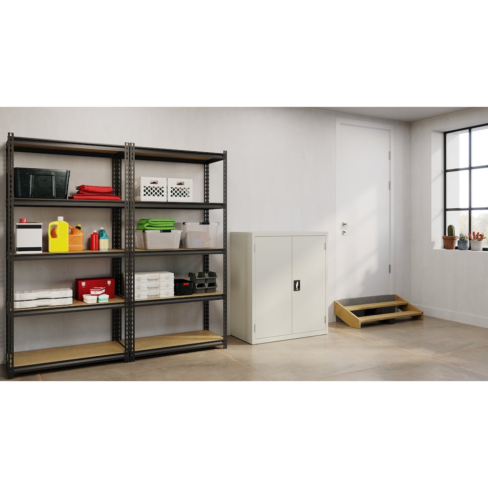 Hirsh Welded Steel Storage Cabinet with 2 Shelves, 18"Dx36"Wx42"H, Light Gray. Picture 9