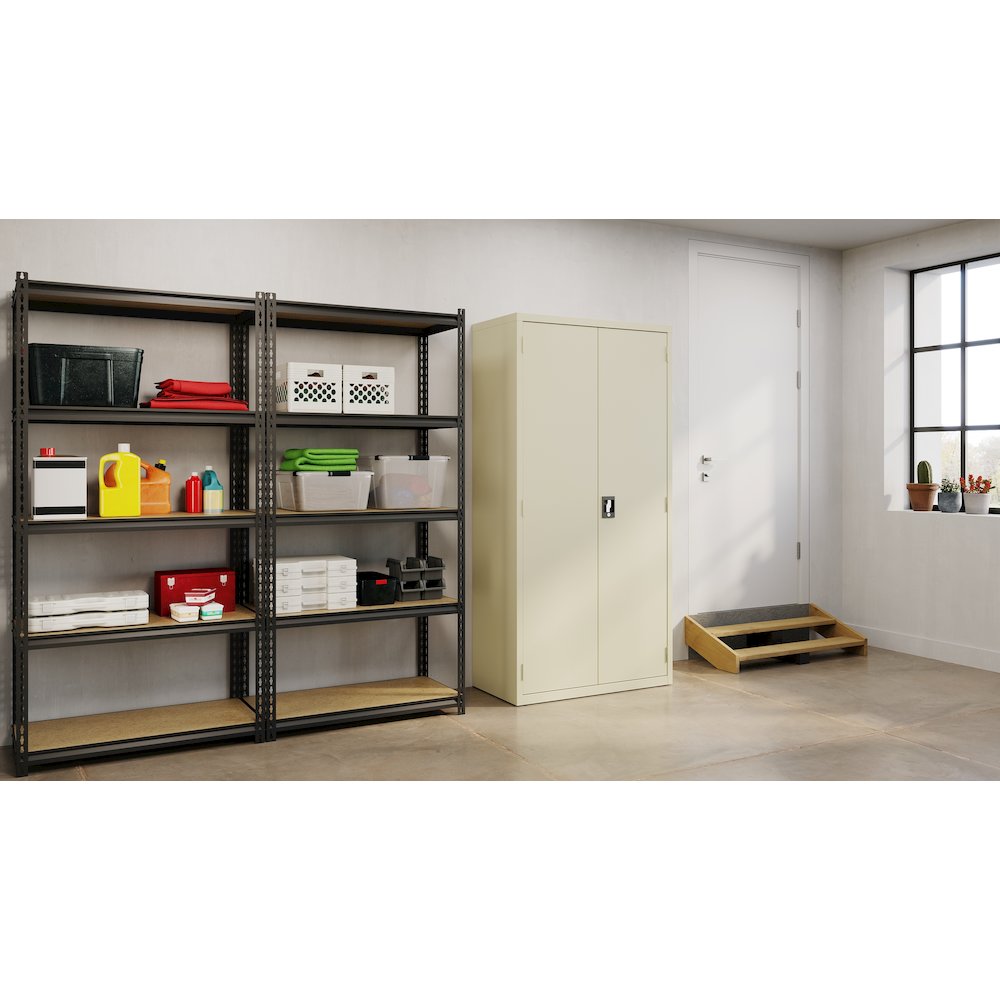 Hirsh Welded Steel Storage Cabinet with 4 Shelves, 18"Dx36"Wx72"H, Putty. Picture 8
