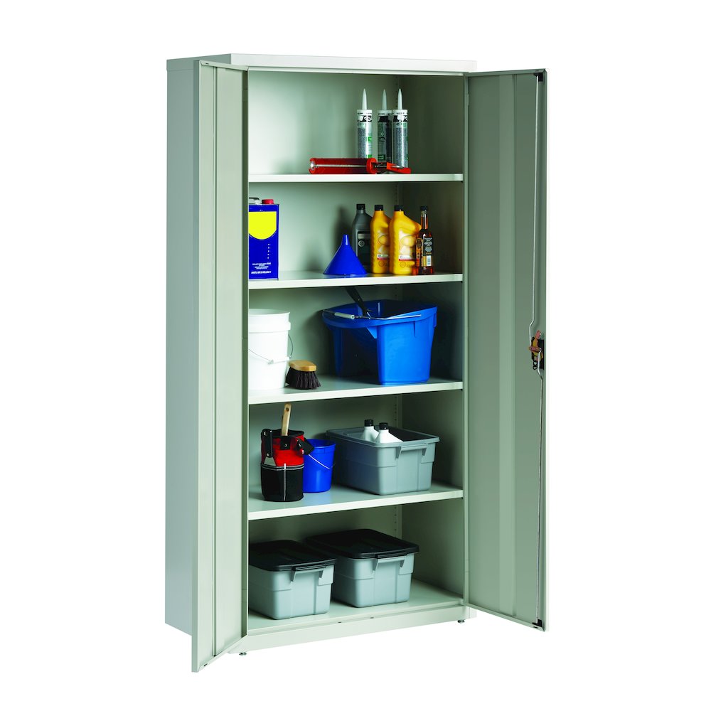 Hirsh Welded Steel Storage Cabinet with 4 Shelves, 18"Dx36"Wx72"H, Light Gray. Picture 3