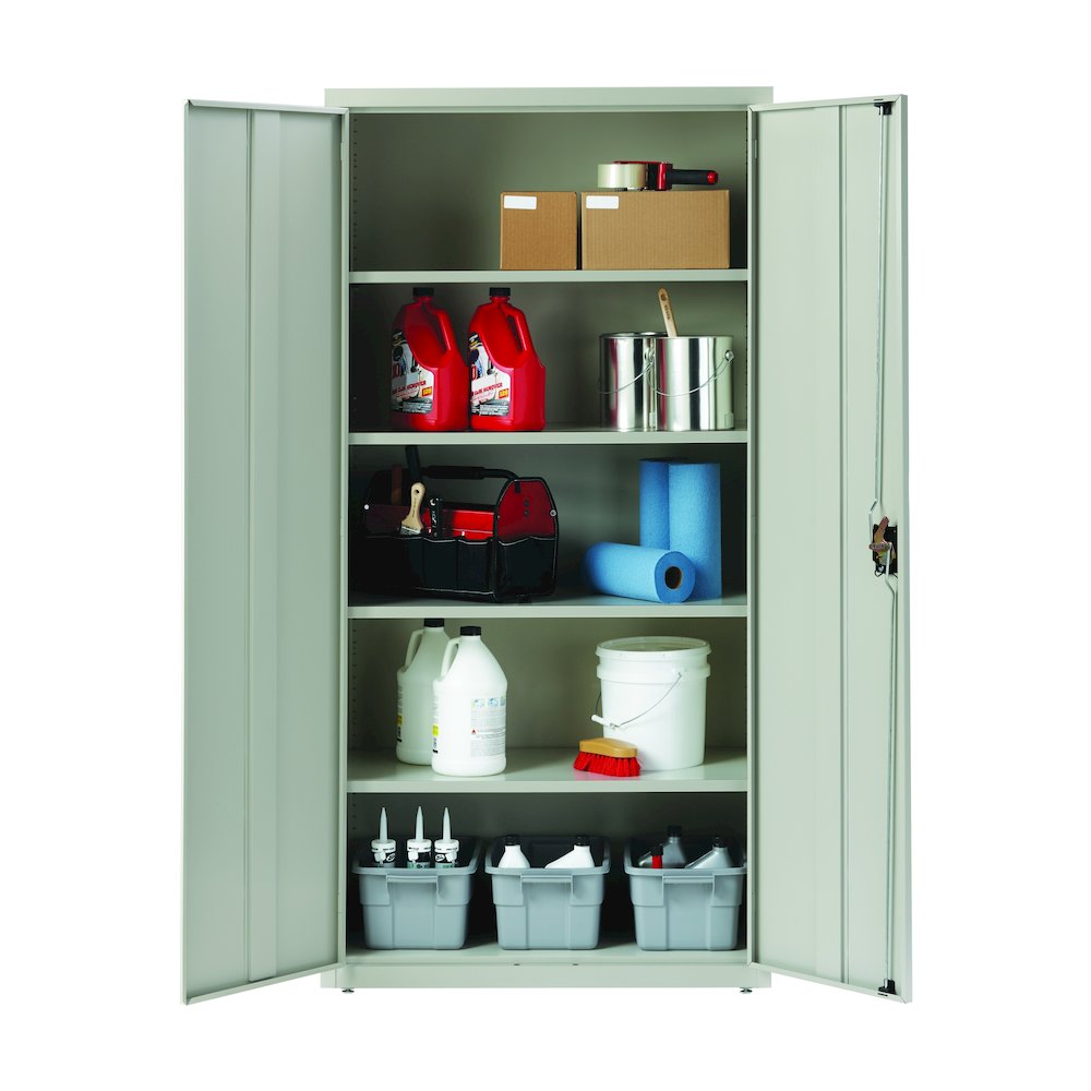 Hirsh Welded Steel Storage Cabinet with 4 Shelves, 18"Dx36"Wx72"H, Light Gray. Picture 4