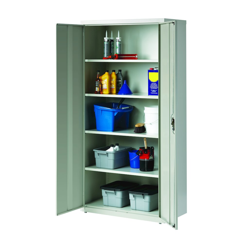 Hirsh Welded Steel Storage Cabinet with 4 Shelves, 18"Dx36"Wx72"H, Light Gray. Picture 5