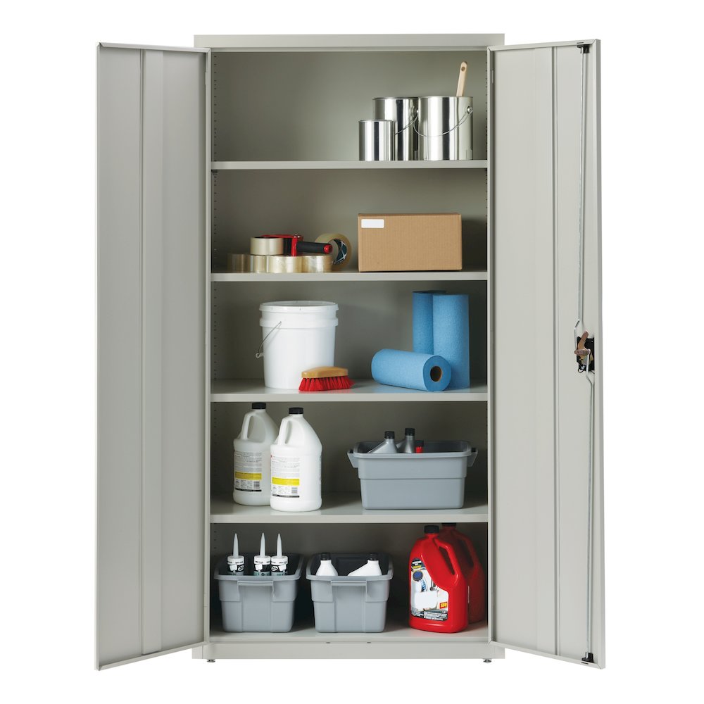 Hirsh Welded Steel Storage Cabinet with 4 Shelves, 18"Dx36"Wx72"H, Light Gray. Picture 7