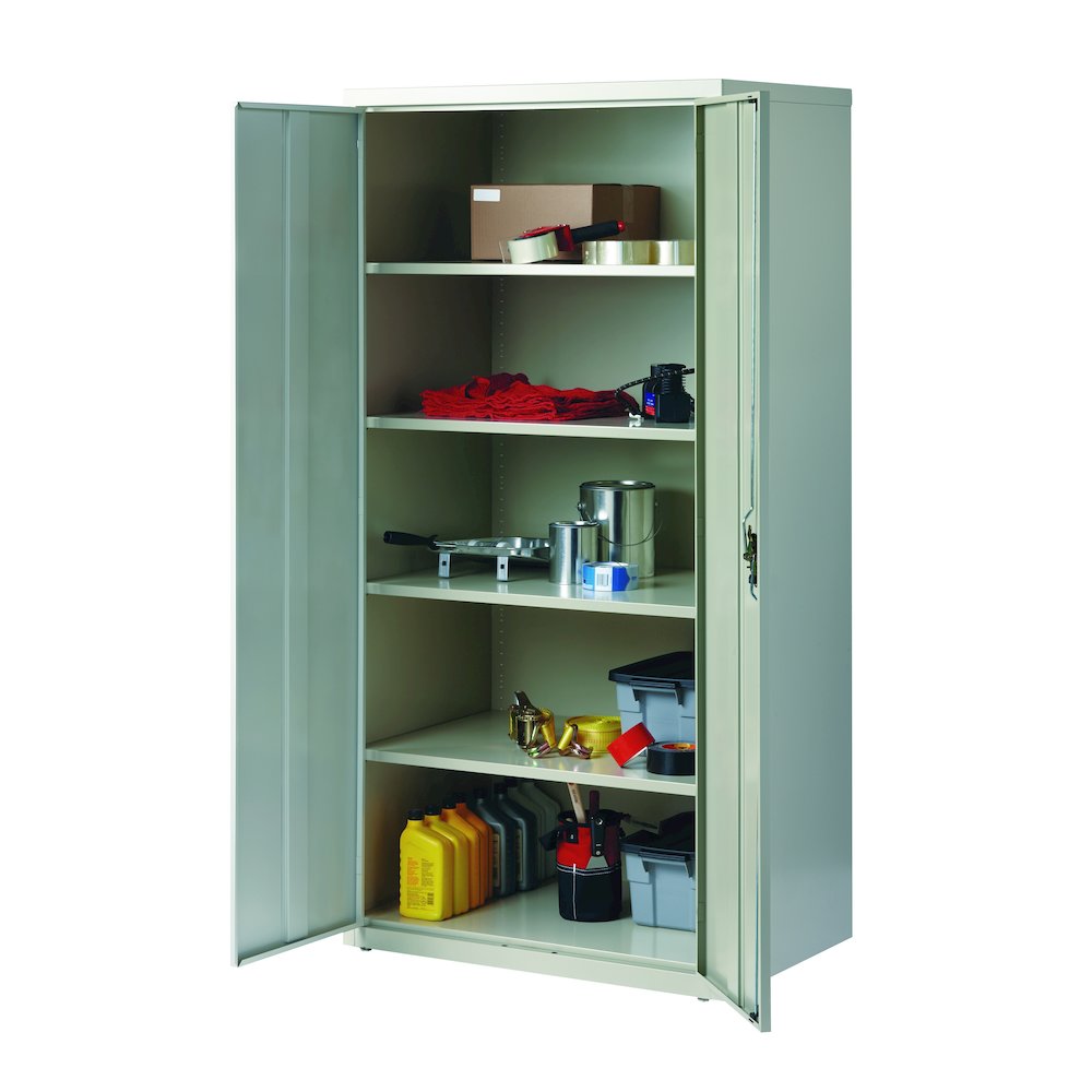 Hirsh Welded Steel Storage Cabinet 4 Shelves, 24"Dx36"Wx72"H, Light Gray. Picture 2