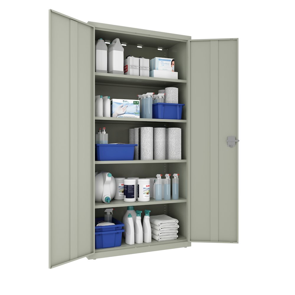 Hirsh Welded Steel Storage Cabinet 4 Shelves, 24"Dx36"Wx72"H, Light Gray. Picture 3