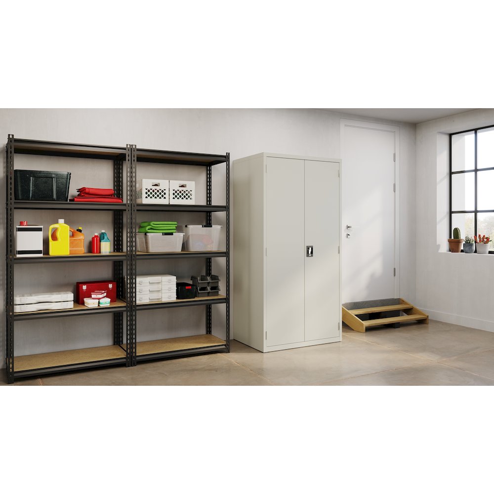 Hirsh Welded Steel Storage Cabinet 4 Shelves, 24"Dx36"Wx72"H, Light Gray. Picture 9