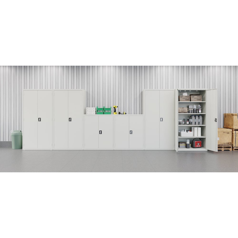 Hirsh Welded Steel Storage Cabinet 4 Shelves, 24"Dx36"Wx72"H, Light Gray. Picture 8
