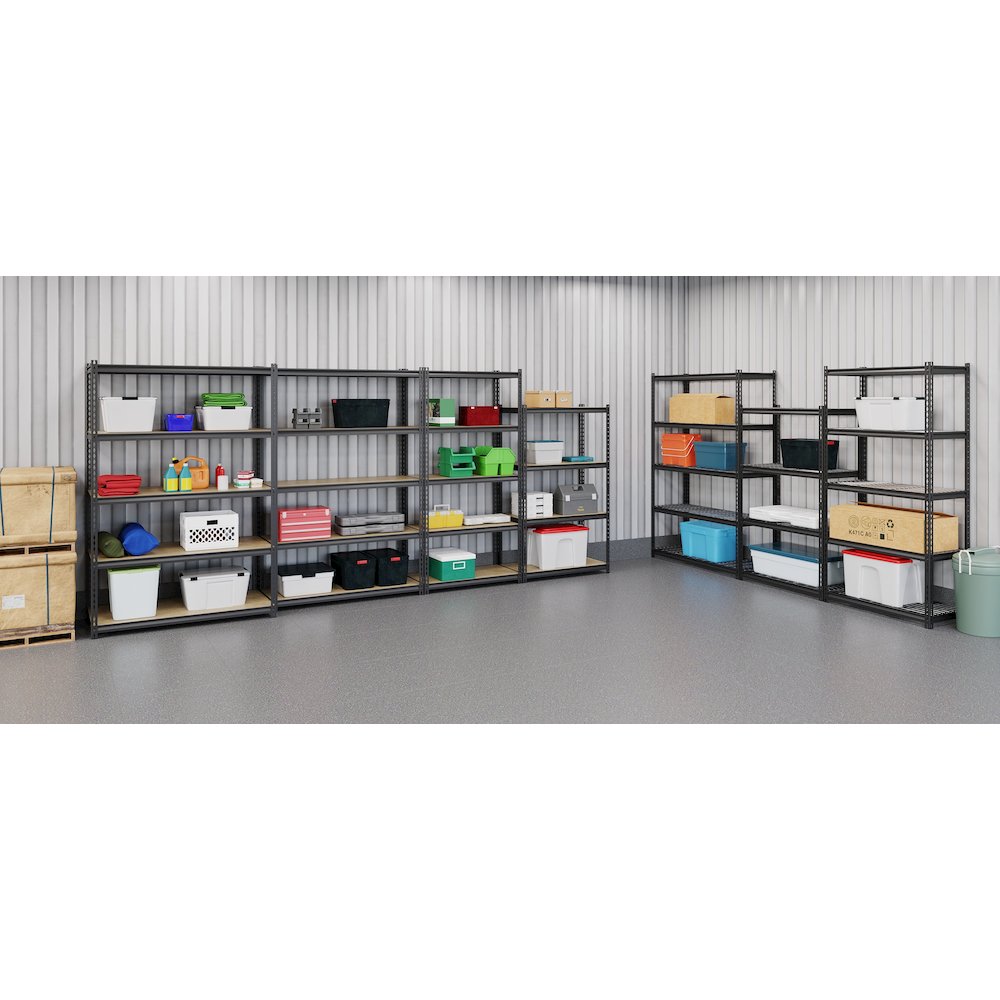 Iron Horse 2300 Riveted Wire Deck Shelving 5-Shelf, 18Dx36Wx72H, Black. Picture 6