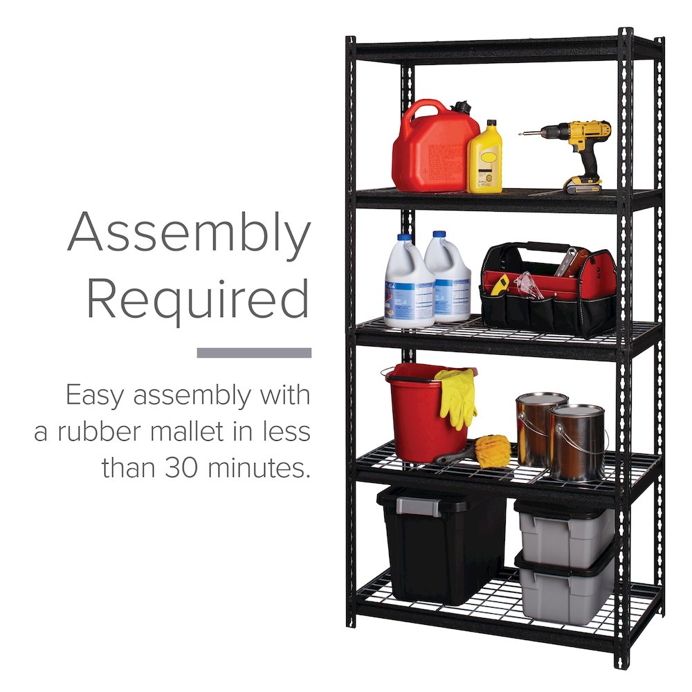Iron Horse 2300 Riveted Wire Deck Shelving 5-Shelf, 18Dx36Wx72H, Black. Picture 9