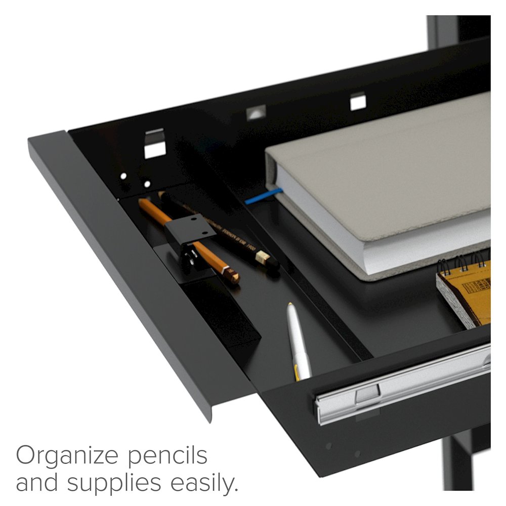 Hirsh Right Hand File Office Desk 24Dx45W, Black/Walnut. Picture 4