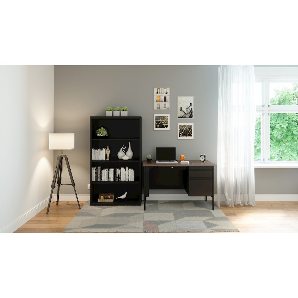 Hirsh Right Hand File Office Desk 24Dx45W, Black/Walnut. Picture 7