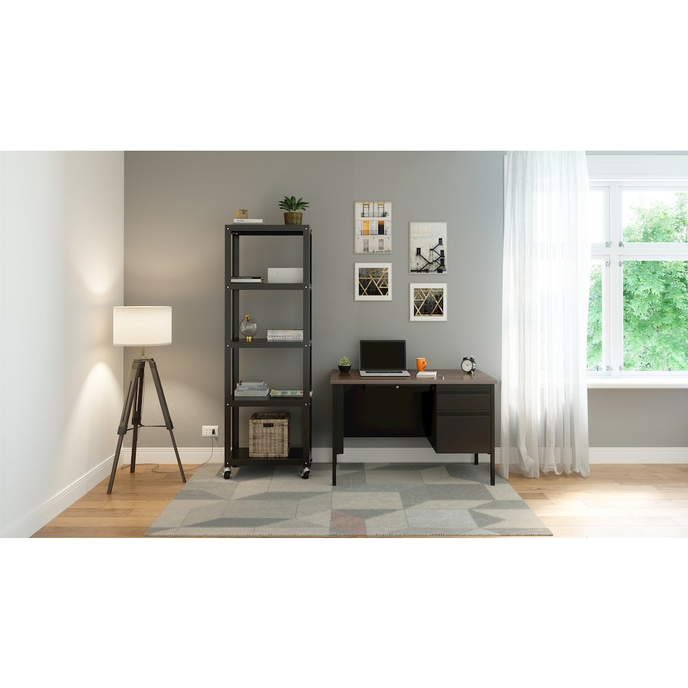 Hirsh Right Hand File Office Desk 24Dx45W, Black/Walnut. Picture 8