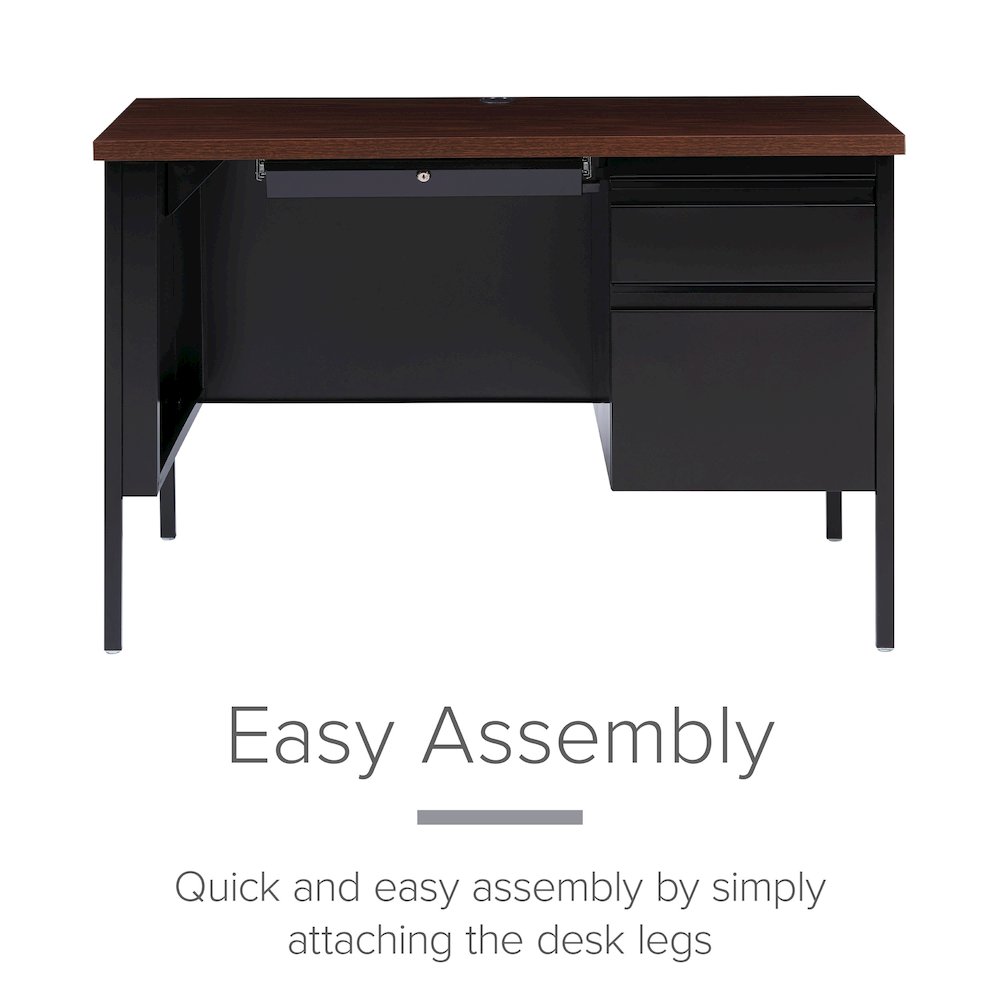 Hirsh Right Hand File Office Desk 24Dx45W, Black/Walnut. Picture 9