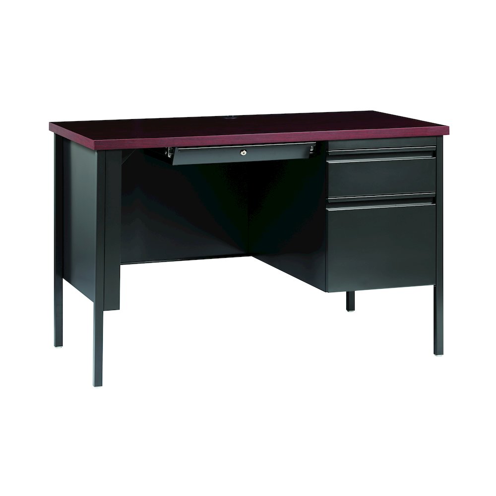 Hirsh Right Hand File Office Desk 24Dx45W, Charcoal/Mahogany. Picture 1