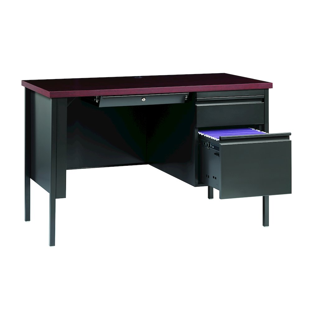 Hirsh Right Hand File Office Desk 24Dx45W, Charcoal/Mahogany. Picture 6