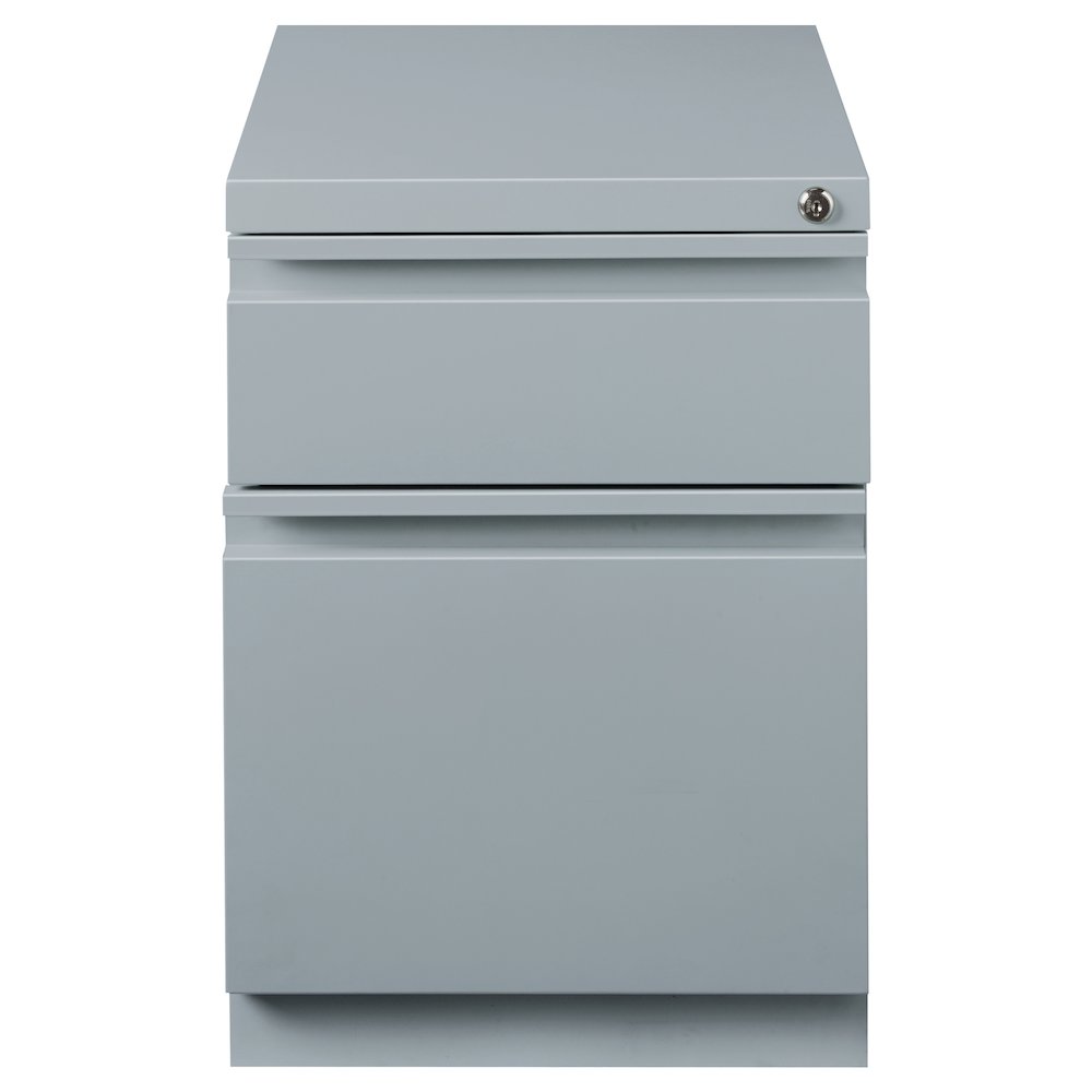 Hirsh 20" Deep Mobile Pedestal File Cabinet 2 Drawer Box-File, Platinum. Picture 1