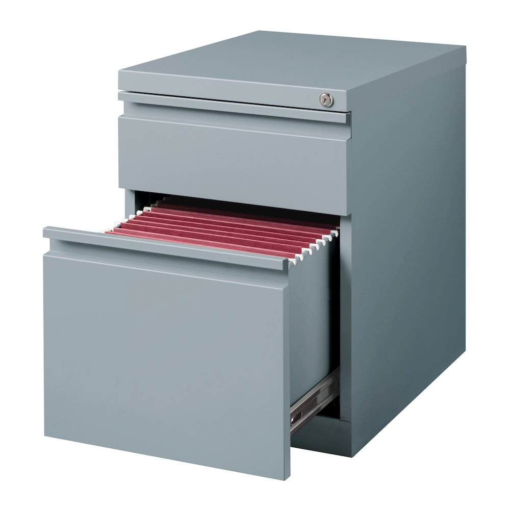 Hirsh 20" Deep Mobile Pedestal File Cabinet 2 Drawer Box-File, Platinum. Picture 3