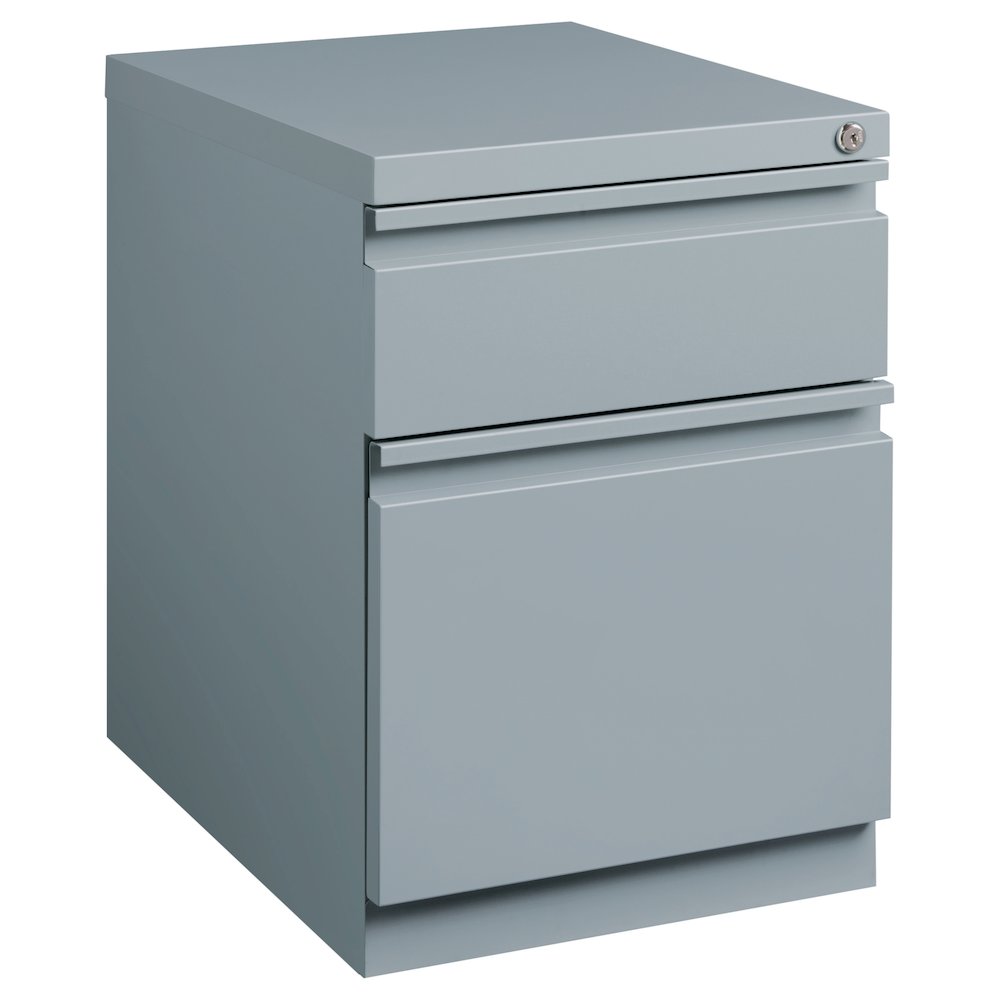 Hirsh 20" Deep Mobile Pedestal File Cabinet 2 Drawer Box-File, Platinum. Picture 7