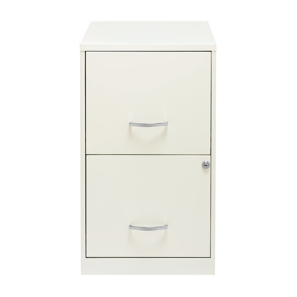 Space Solutions 18" Deep 2 Drawer Vertical File Cabinet, Pearl White. Picture 1