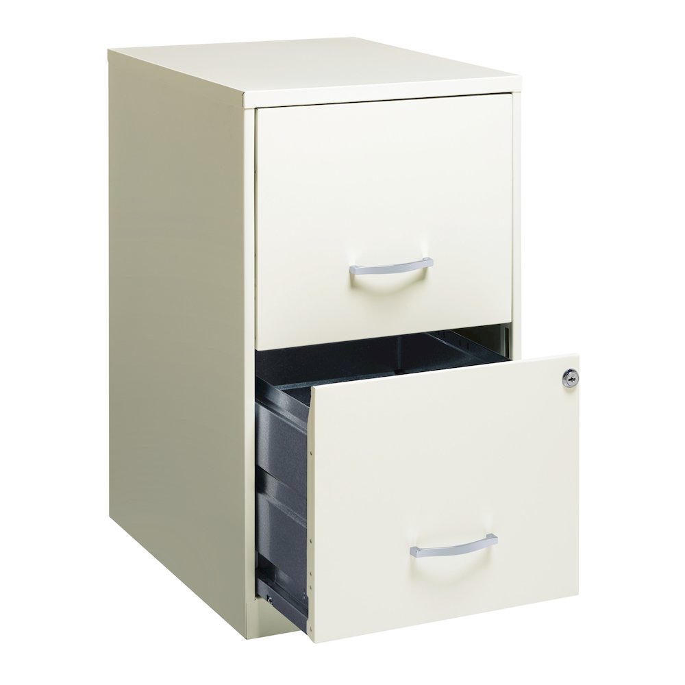 Space Solutions 18" Deep 2 Drawer Vertical File Cabinet, Pearl White. Picture 3