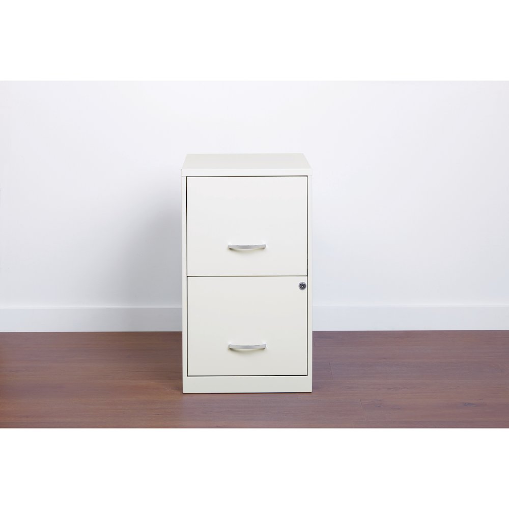 Space Solutions 18" Deep 2 Drawer Vertical File Cabinet, Pearl White. Picture 9