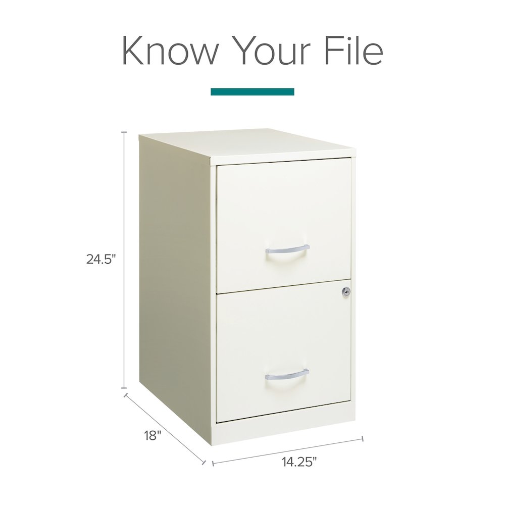 Space Solutions 18" Deep 2 Drawer Vertical File Cabinet, Pearl White. Picture 17