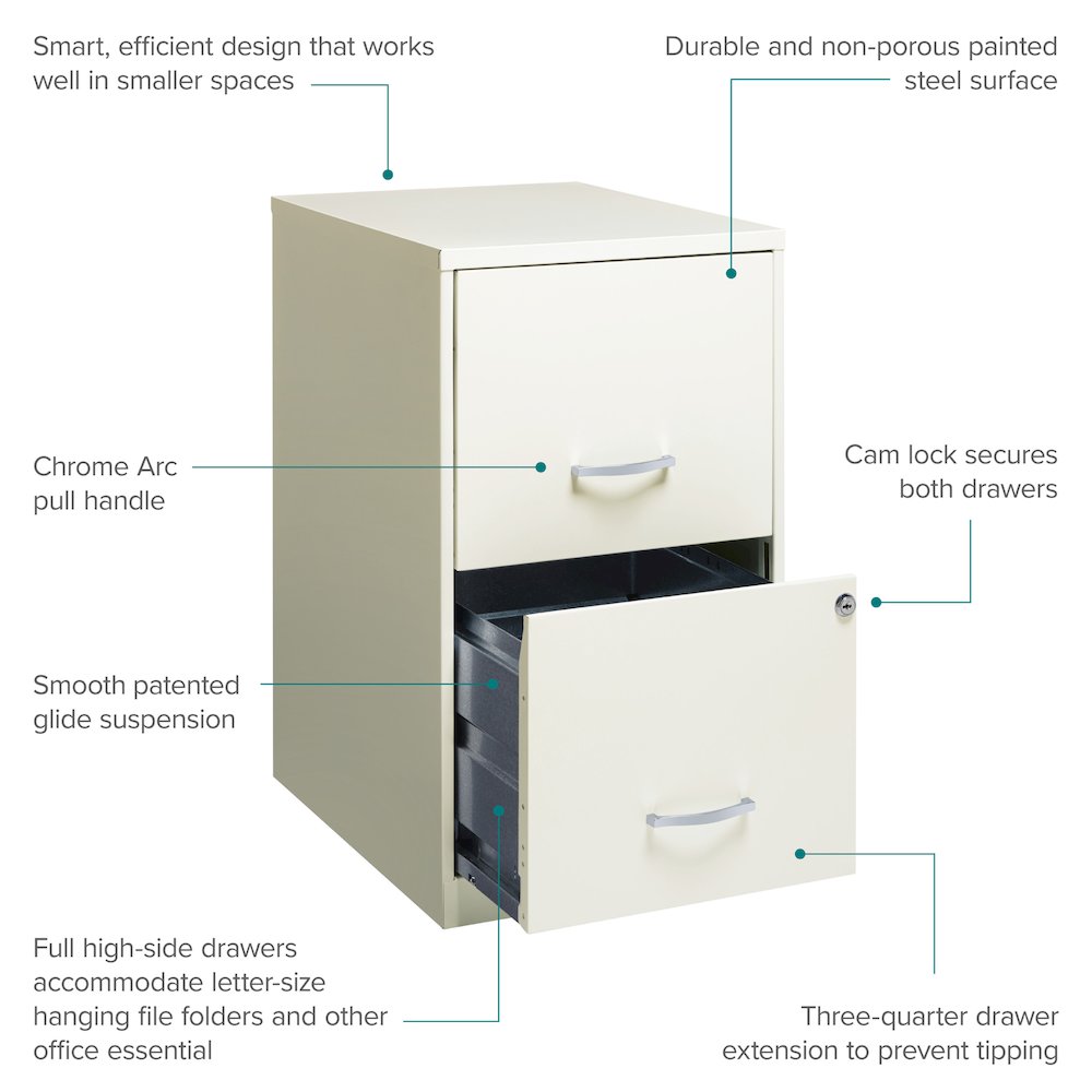 Space Solutions 18" Deep 2 Drawer Vertical File Cabinet, Pearl White. Picture 18