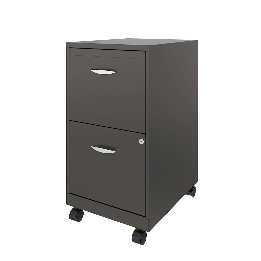 Space Solutions 18" Deep 2 Drawer Vertical File Cabinet, Metallic Charcoal. Picture 2