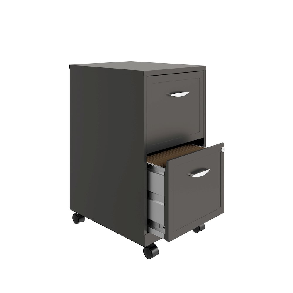 Space Solutions 18" Deep 2 Drawer Vertical File Cabinet, Metallic Charcoal. Picture 3