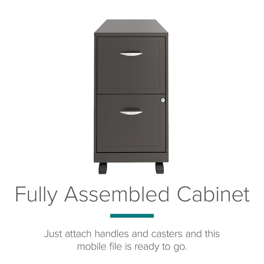 Space Solutions 18" Deep 2 Drawer Vertical File Cabinet, Metallic Charcoal. Picture 7