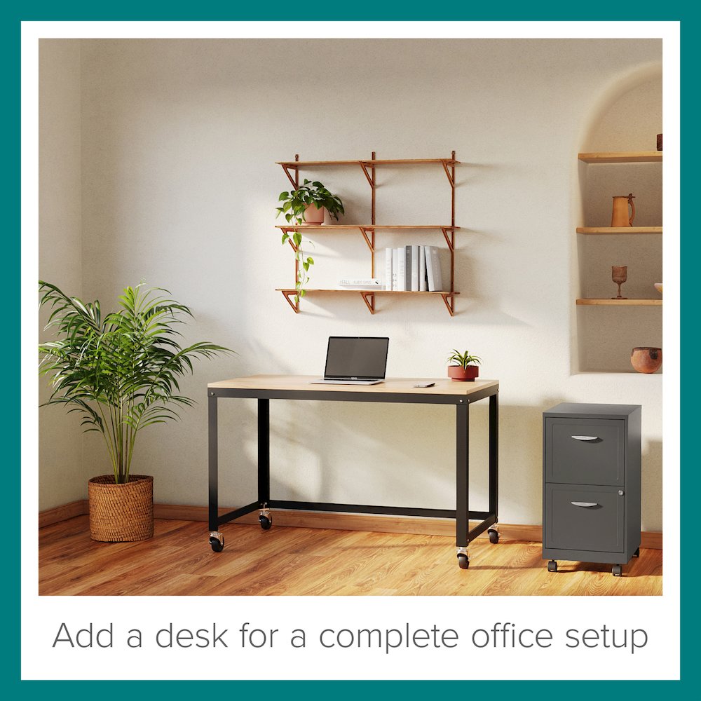 Space Solutions 18" Deep 2 Drawer Vertical File Cabinet, Metallic Charcoal. Picture 9
