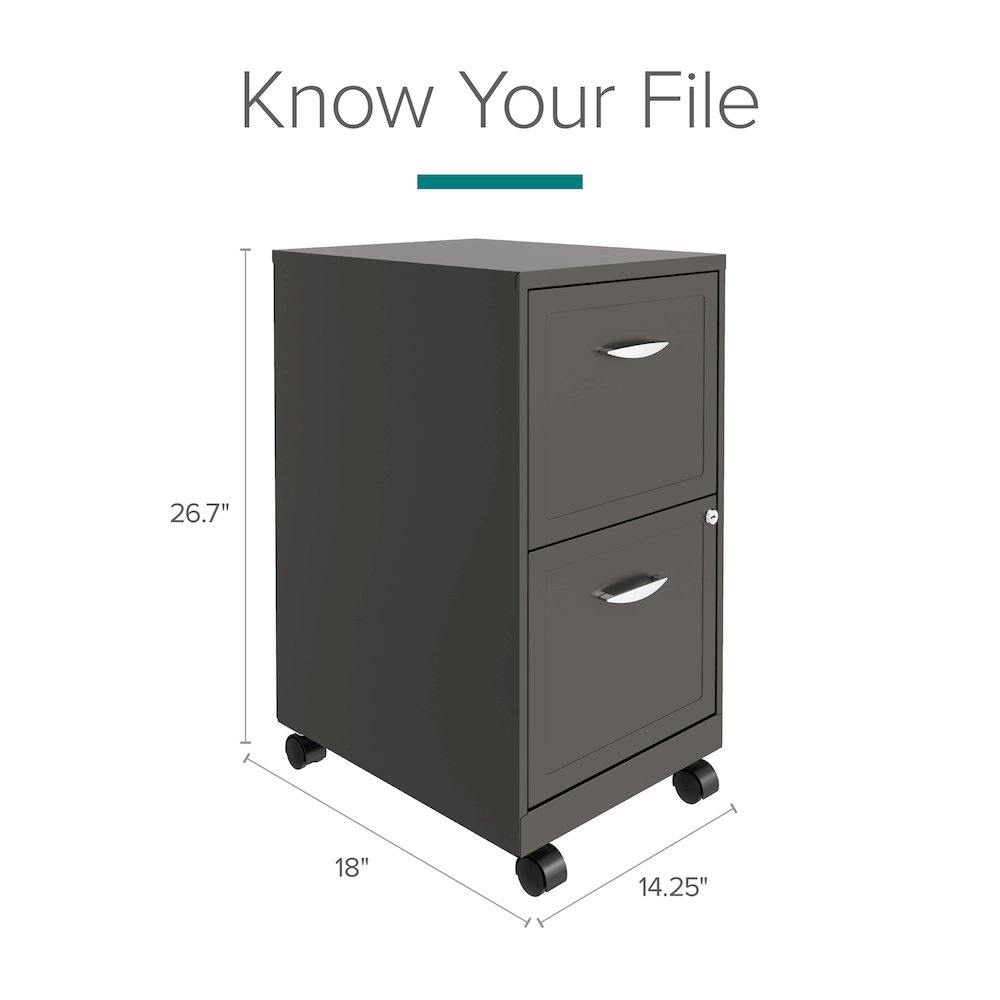 Space Solutions 18" Deep 2 Drawer Vertical File Cabinet, Metallic Charcoal. Picture 10