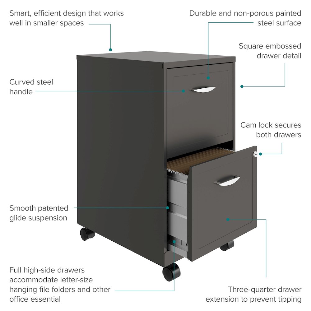Space Solutions 18" Deep 2 Drawer Vertical File Cabinet, Metallic Charcoal. Picture 11