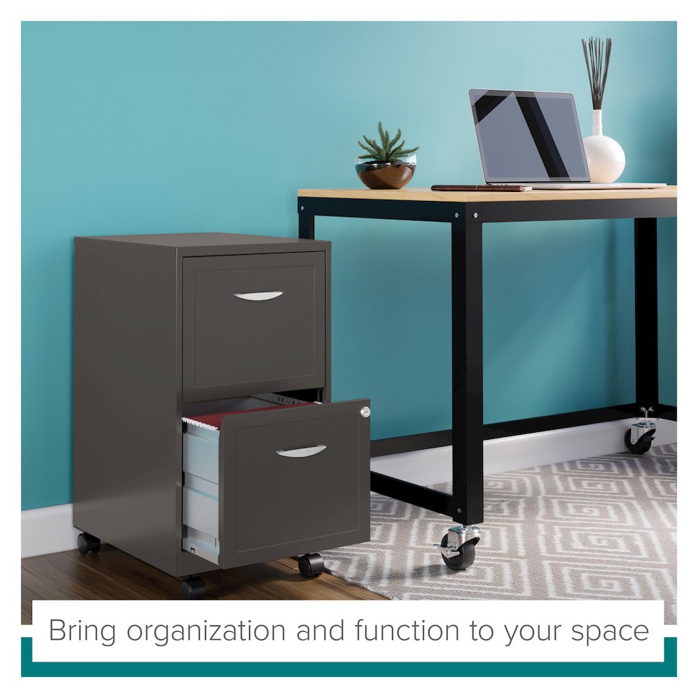 Space Solutions 18" Deep 2 Drawer Vertical File Cabinet, Metallic Charcoal. Picture 12