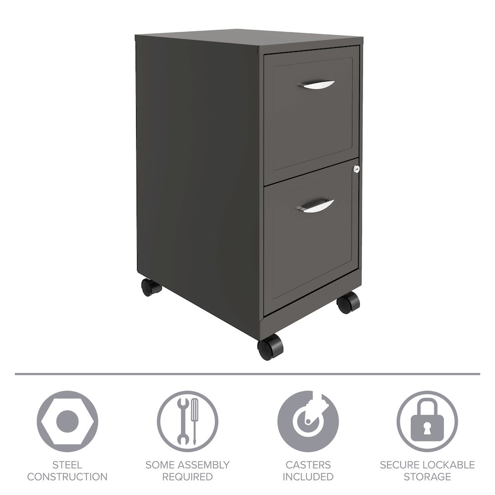 Space Solutions 18" Deep 2 Drawer Vertical File Cabinet, Metallic Charcoal. Picture 16