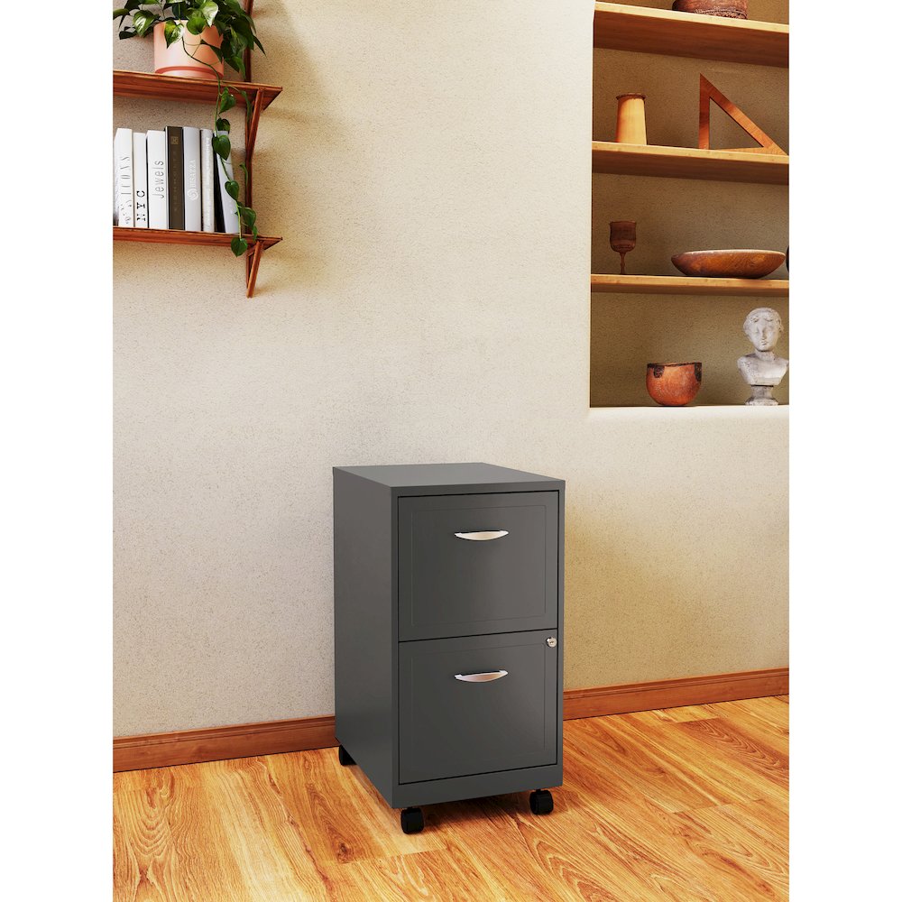 Space Solutions 18" Deep 2 Drawer Vertical File Cabinet, Metallic Charcoal. Picture 19
