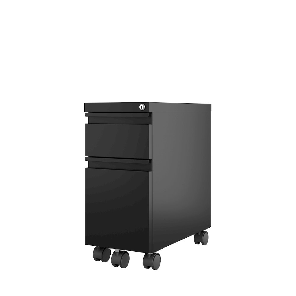 Hirsh 20" Deep Mobile Zip File Cabinet 2 Drawer Box-Files, Black. Picture 2