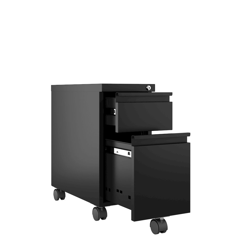 Hirsh 20" Deep Mobile Zip File Cabinet 2 Drawer Box-Files, Black. Picture 3