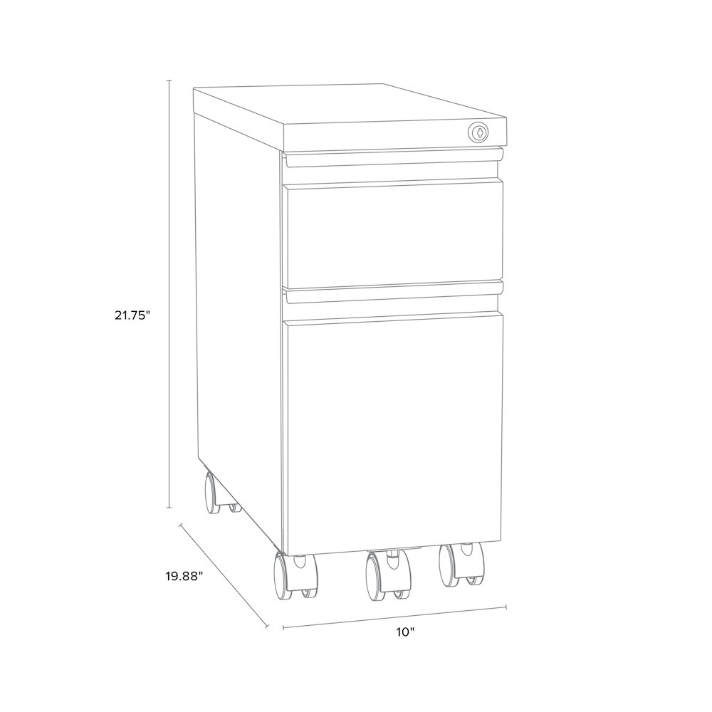 Hirsh 20" Deep Mobile Zip File Cabinet 2 Drawer Box-Files, Black. Picture 4