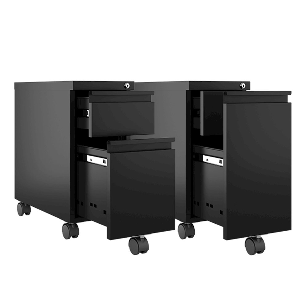 Hirsh 20" Deep Mobile Zip File Cabinet 2 Drawer Box-Files, Black. Picture 5