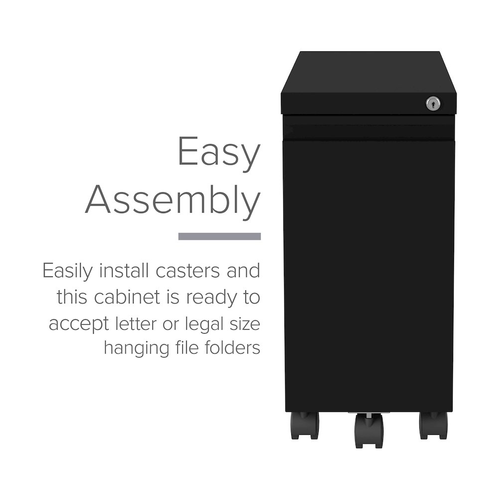 Hirsh 20" Deep Mobile Zip File Cabinet 2 Drawer, Black. Picture 5