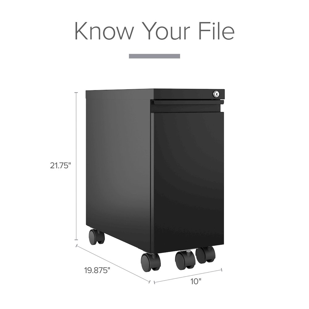 Hirsh 20" Deep Mobile Zip File Cabinet 2 Drawer, Black. Picture 6