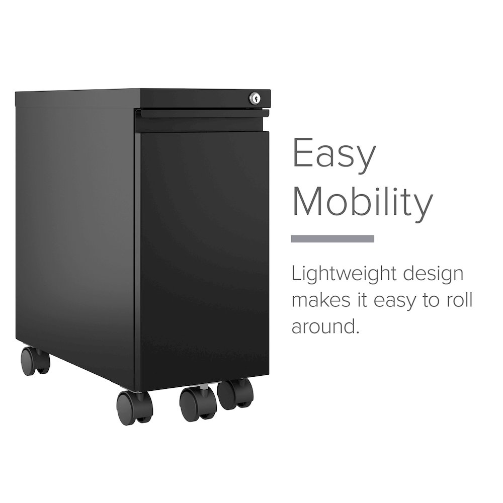 Hirsh 20" Deep Mobile Zip File Cabinet 2 Drawer, Black. Picture 8