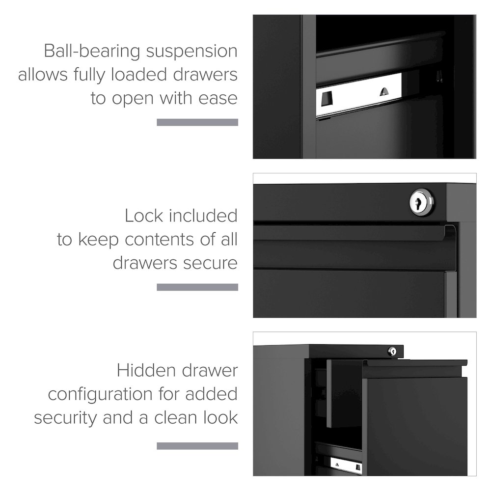 Hirsh 20" Deep Mobile Zip File Cabinet 2 Drawer, Black. Picture 9