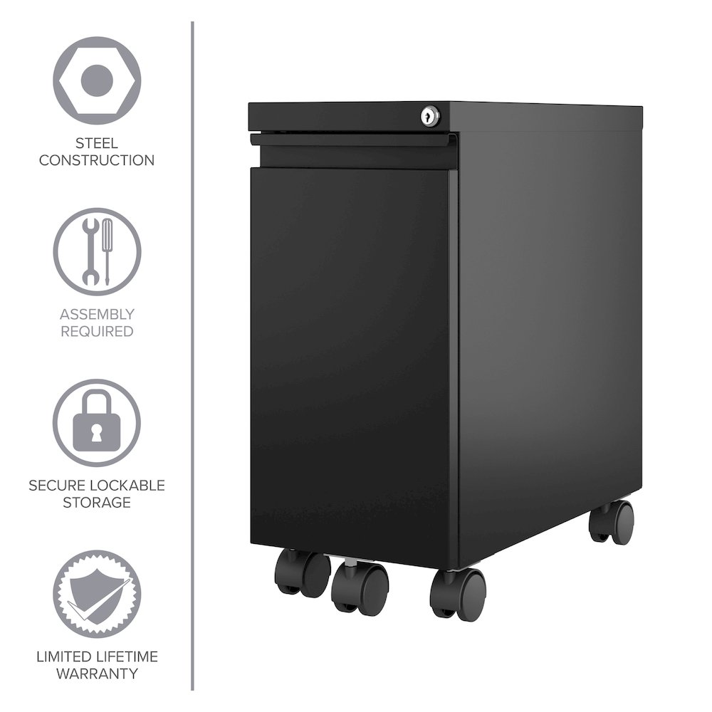 Hirsh 20" Deep Mobile Zip File Cabinet 2 Drawer, Black. Picture 11