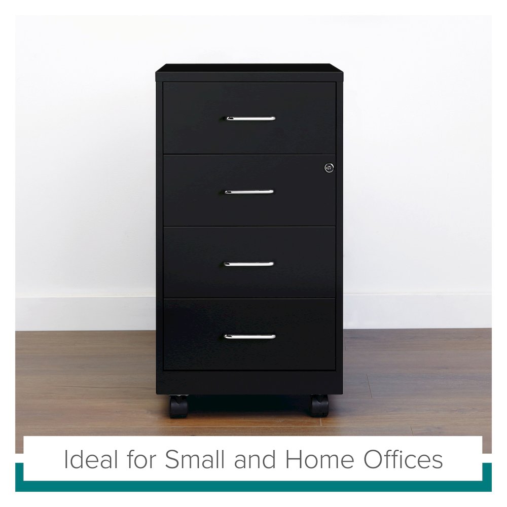 Space Solutions 18" Deep 4 Drawer Metal Mobile Organizer, Locking, Black. Picture 15
