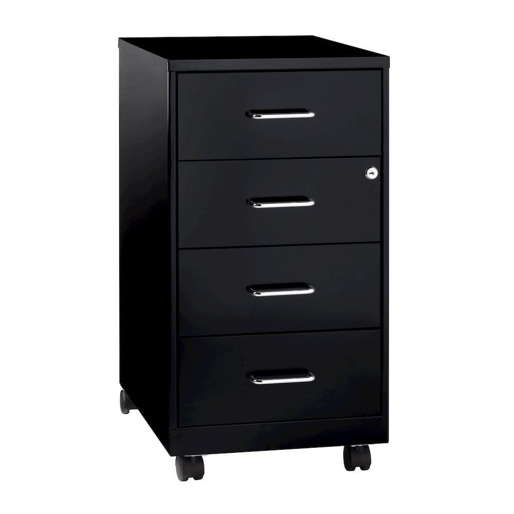 Space Solutions 18" Deep 4 Drawer Metal Mobile Organizer, Locking, Black. Picture 17