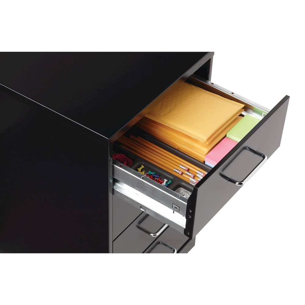 Space Solutions 18" Deep 4 Drawer Metal Mobile Organizer, Locking, Black. Picture 18