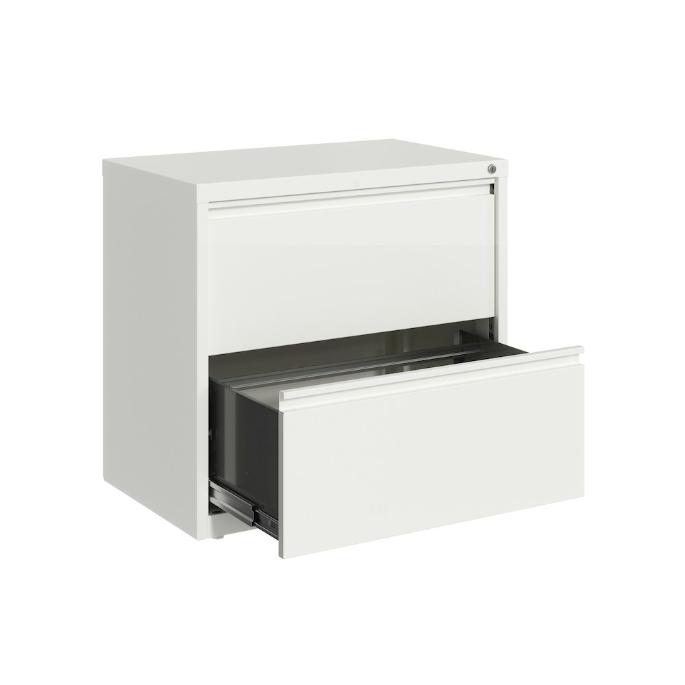 Hirsh 30 inch Wide 2 Drawer Metal Lateral File Cabinet, White. Picture 3