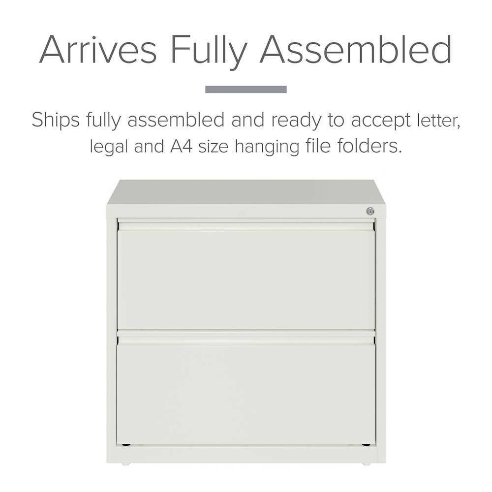 Hirsh 30 inch Wide 2 Drawer Metal Lateral File Cabinet, White. Picture 5